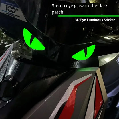 Luminous Eyes Car Stickers Green Glowing Devil's Eye Car Motorcycle Headlight Styling Sticker 3D Drip Glue Cat Eye Decoration