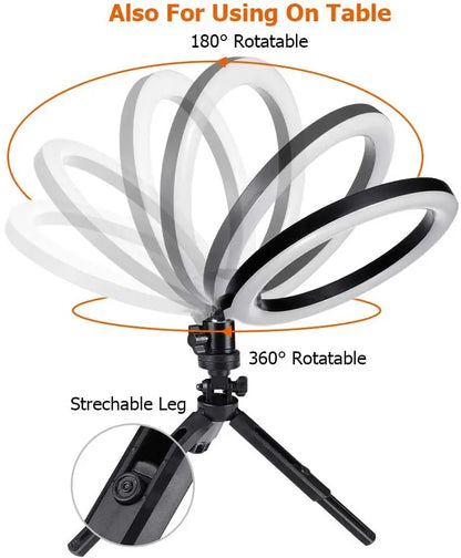LED Ring Light with Phone Stand Usb Charge Selfie Led Lamp Dimmable Photography Light For Photo Photography Studio For Vlog Live