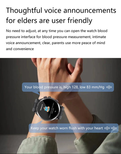 New Blood pressure Non-invasive Health Monitor Airbag Sports Smart Watches ECG+PPG Precise 1.43-inch AMOLED Calls Smartwatch NFC