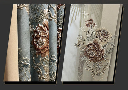 High-end AtmosphereCurations for Living Room American French Large Relief Jacquard Finished European Bedroom Blackout Curtain