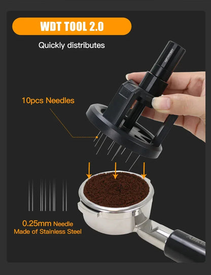 ALIKISSCAFE WDT Tools Rotary 51mm 54mm 58mm Espresso Stirrer Needle Distributor Magnetic Coffee Maker Accessories Barista Tools