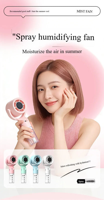 Portable Handheld Spray Mist Fan Mini Turbine Rechargeable Cooling Fan For Desktop Outdoor Camping Student Dormitory Summer Use