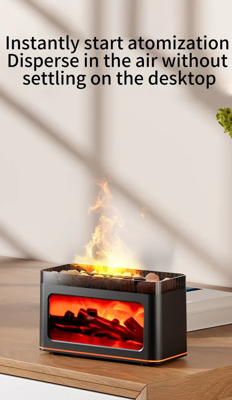Mini Fireplace Aroma Diffuser & Air Humidifier: 7-Color Light Effects, for Christmas New Year| Essential Oil Diffuser