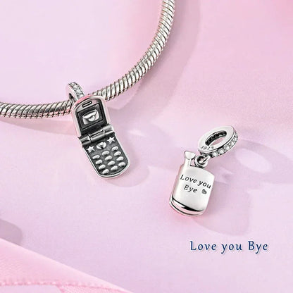 925 Silver Valentine's Day Charms Bead Sparkling Sweet Heart Rose Bear Charm Fit Original Bracelet Bangle Woman DIY Jewelry Gift