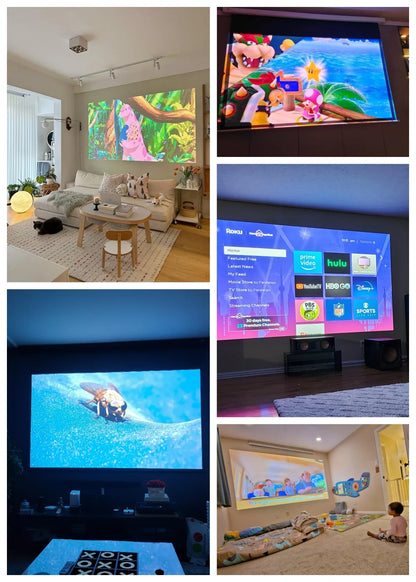 2026 New Smart Projector 2500 ANSI LM Google Play HDR10+ 1920*1080P Full HD Support 8K Video For Home Movie Theater TV Gaming