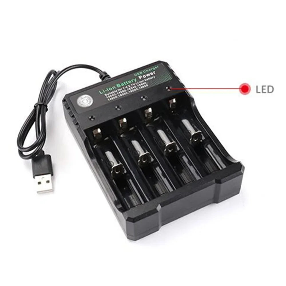 18650 Battery Charger Black 2/3/4 Slots AC 110V 220V Dual For 18650 Charging 3.7V Rechargeable Lithium Battery 4 Ports Charger