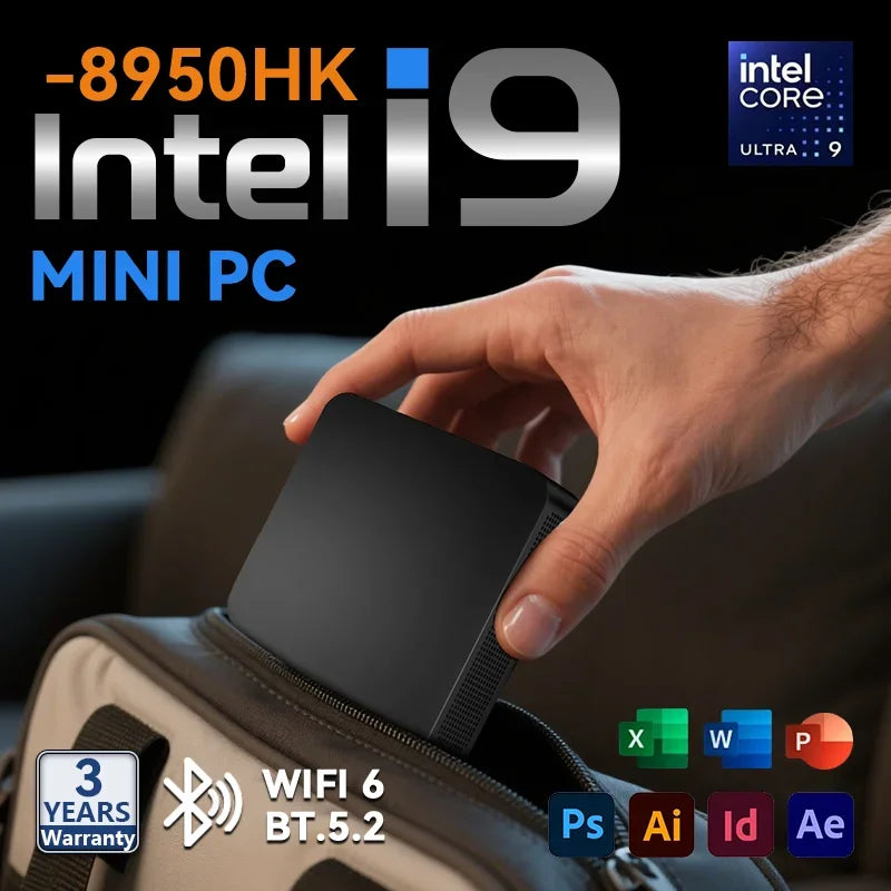 Mini Computer 4K Intel Core I9 8950HK 16GB DDR4 1/2TB SSD PC Windows 11 UHD Graphics Pocket PC 4K HD Mini Gaming Pc Desktop
