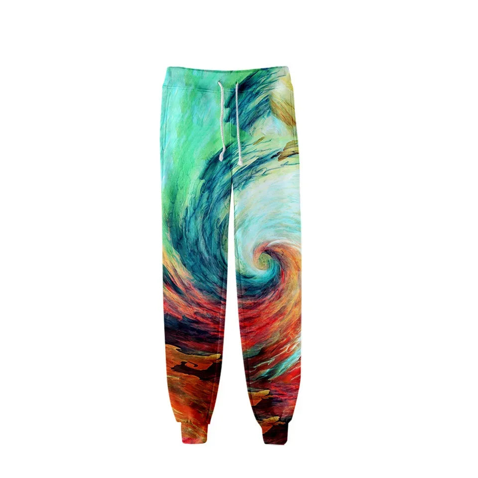 New Hot Sale 3D Print Tie Dye Pink and Green Pants Colorful Psychedelic Trousers Streetwear Men/Women Sweatpants