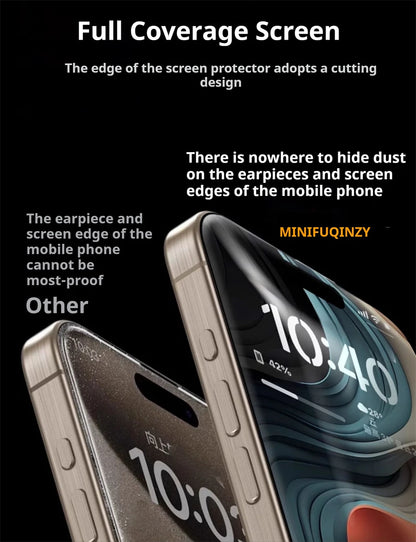 Cut Edge Anti Dust Mesh 0.5mm Privacy Tempered Glass For iPhone 17 15 16 Pro Max Screen Protector 17 Air Plus Luxury Full Cover