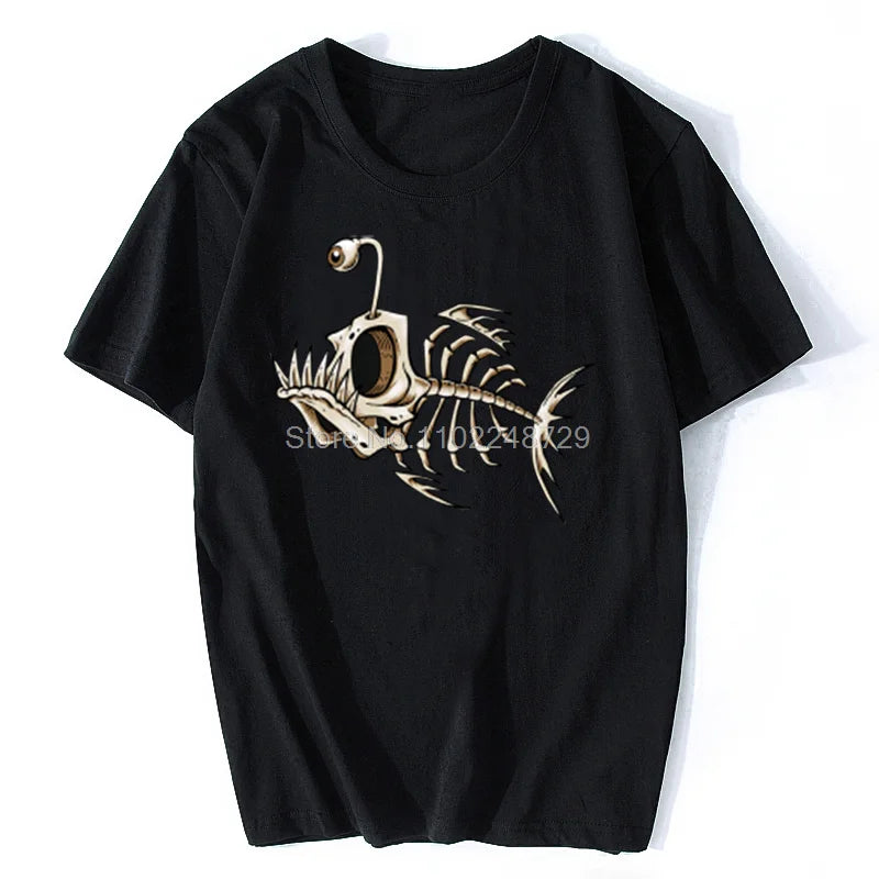 Bonefish Skull Deep Sea Fish Skeleton Funny Fisherman Angler T-Shirt Cotton O-Neck Short Sleeve Men T Shirt Oversize Streetwear