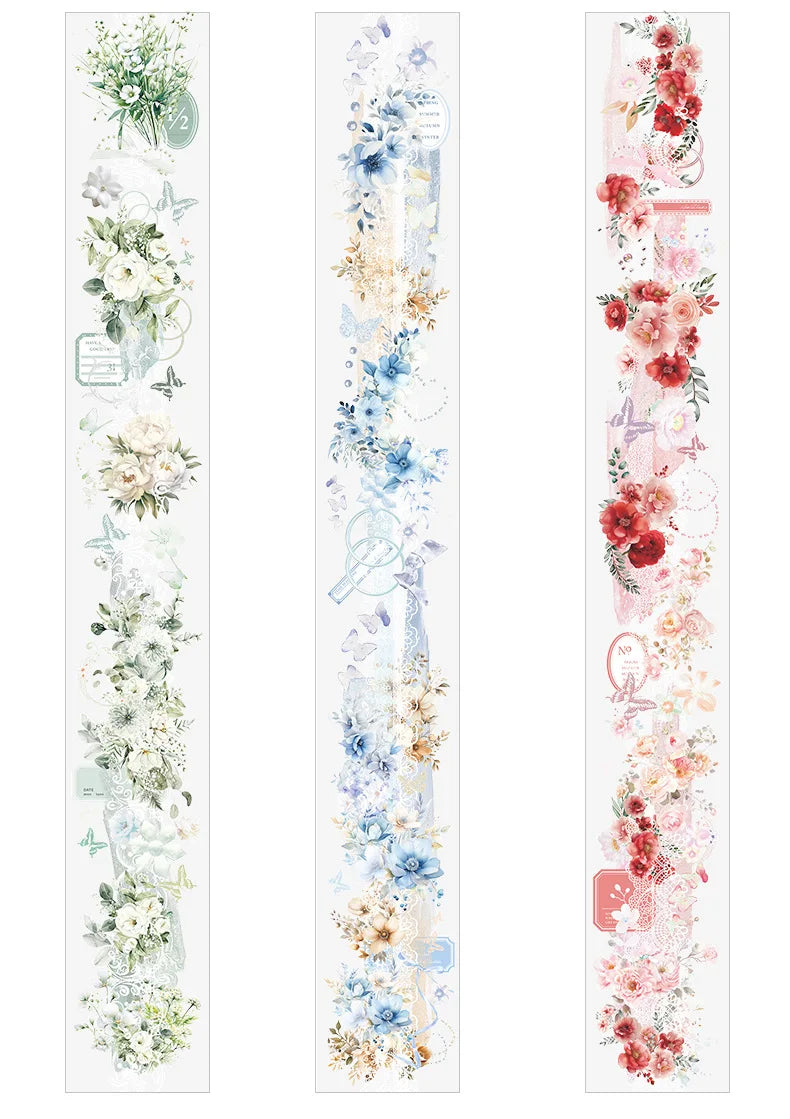 Mr. Paper 1 Roll Lace Flower PET Tape Home Decoration for Scrapbook Frame Phone Case Notebook Phone Case Collage Sticker Gifts