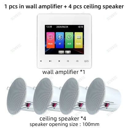 Home Audio System 86 Type Bluetooths Wall Amplifier Hotel AUX TF Sound Background Music Control Panel Optional Ceiling Speakers