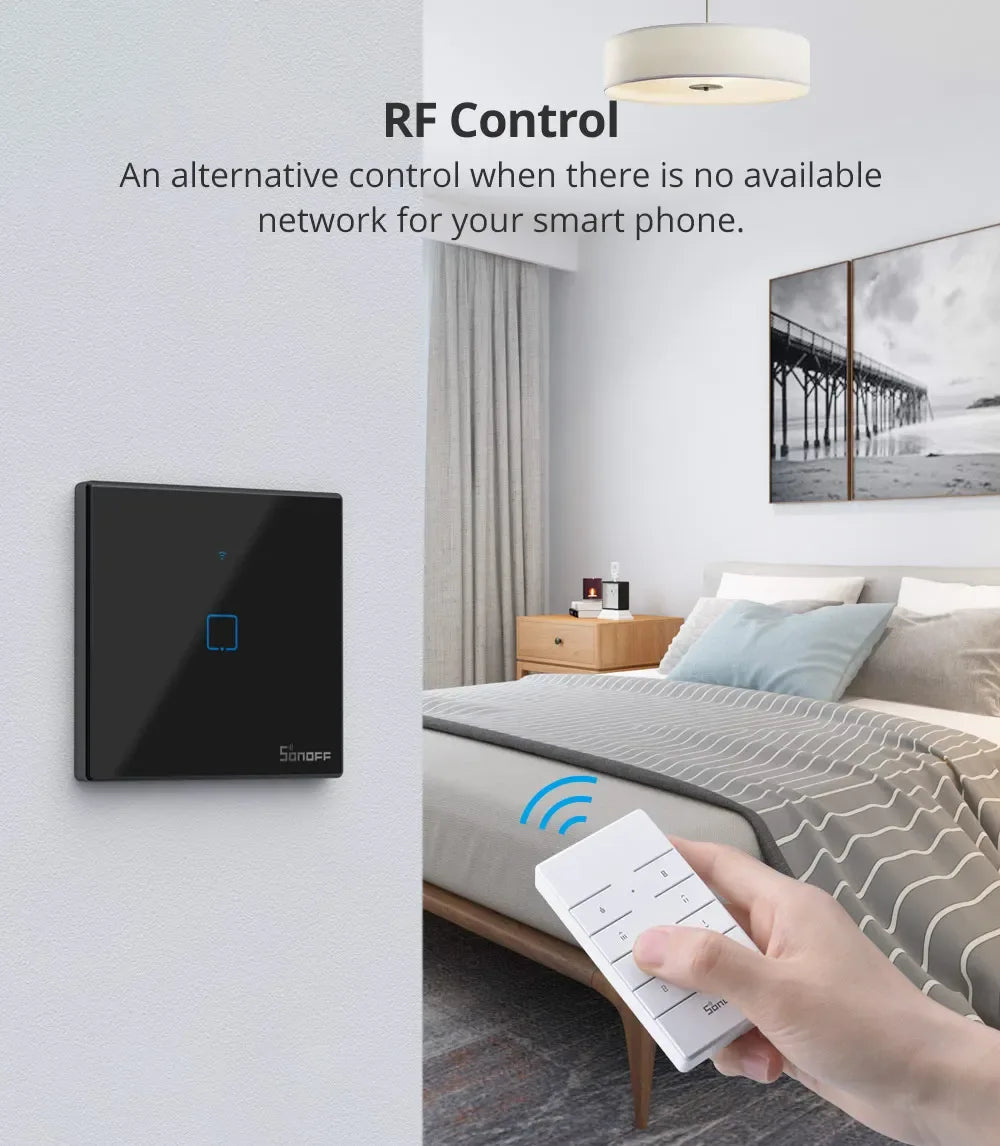 SONOFF TX US Wall Smart Switch 433Mhz RF Remote Control Wi-Fi Touch Switch via eWeLink APP Works With Alexa Google Home