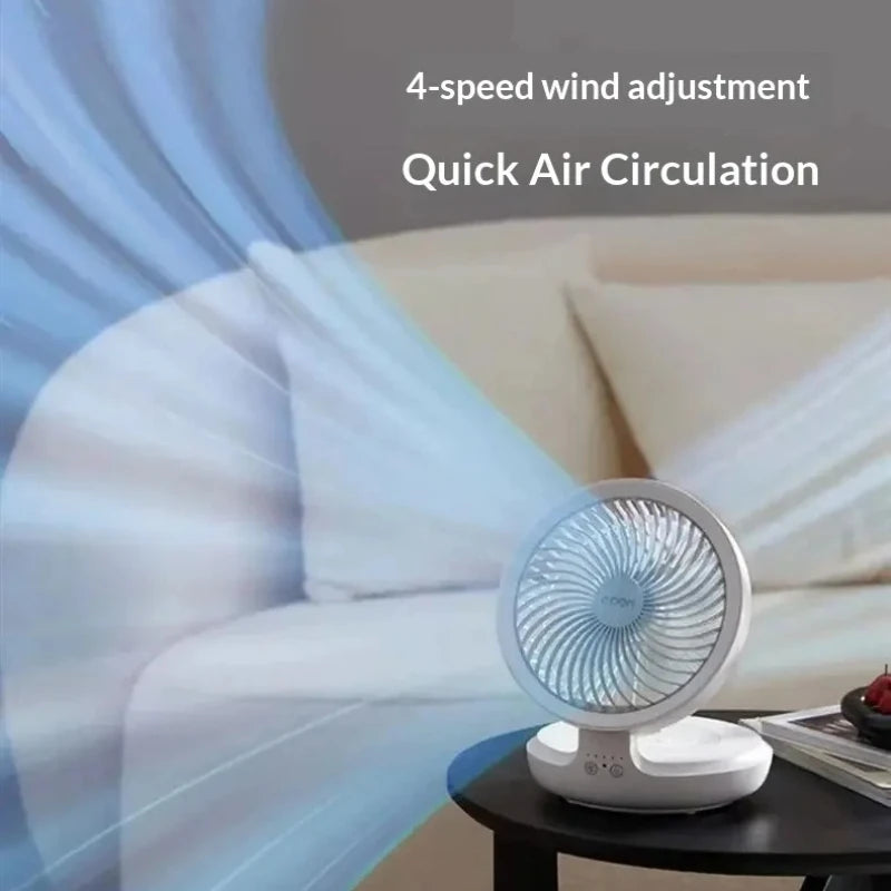 Edon Air Circulation Fan Wireless Suspended USB Rechargeable Night Light Touch Control 4 Wind Speed Folding Electric Fan Home