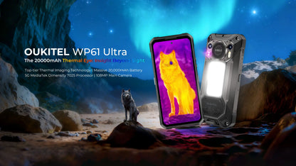 OUKITEL WP61 Ultra Rugged Phone 20000mAh, 6.78'' HD+ 36GB(12+24)+512GB ROM, 108MP Android 16 NFC 5G Smartphone - Thermal Imaging