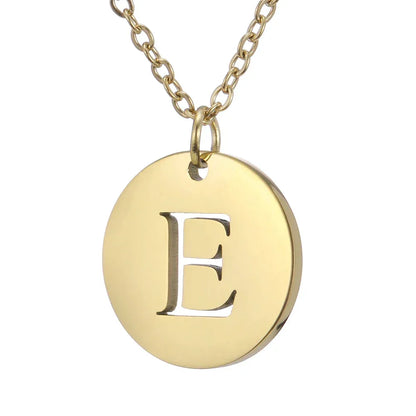 New Trend Stainless Steel Gold Silver Color Initials Necklace Hollow Round 26 Letter Pendant Necklace Jewelry Christmas Gift