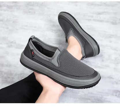 Men's mesh shoes 2026 summer new solid color versatile single shoe breathable soft sole lightweight casual shoes
