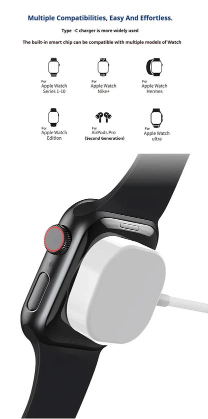 New Magnetic Wireless USB A Fast Charger Type C Charging Cable For Apple Watch Series 10 9 8 7 6 5 4 3 2 1 Ultra Edition iWatch