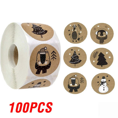 100-500Pcs Gold Snowflake Christmas Stickers Candy Bag Envelopes Sealing Label Christmas Gifts Box Decorations Sticker