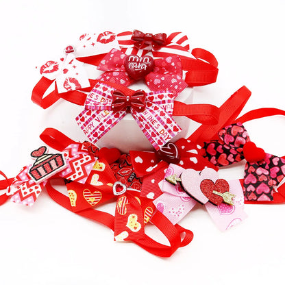 50/100pcs Small Dog Cat Bowties Neckties Fashion Valentine's Day Love Pet Bow Ties For Dogs Grooming Dog Puppy Grooming Products