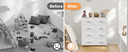 JHK Dresser Children's Wardrobe For Bedroom With 8 Fabric Drawers Storage Cabinet Steel Frame Assembly Closet For Home Furniture