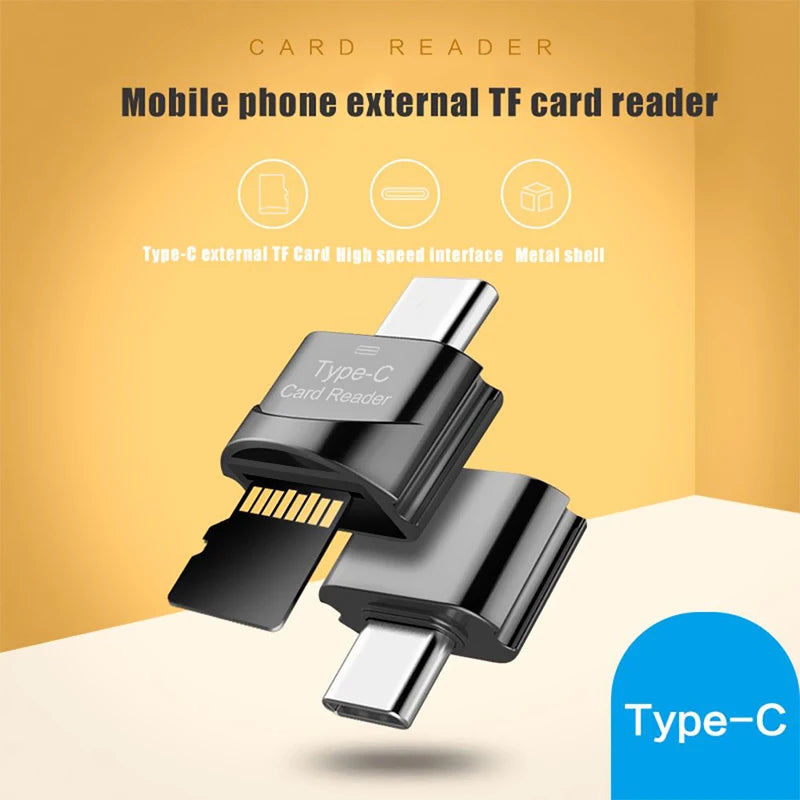 High Speed Micro SD to Type C Card Reader OTG USB Type-C Adapter Phone External Memory TF SD Card Adapter for Laptop Cell Phone