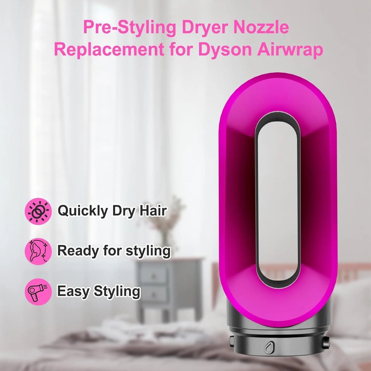 Pre-Styling Dryer Attachment for Dyson Airwrap HS01 HS05 Fast Dryer Nozzle for Airwrap Styler Nickel Dryer Attachment Diffuser