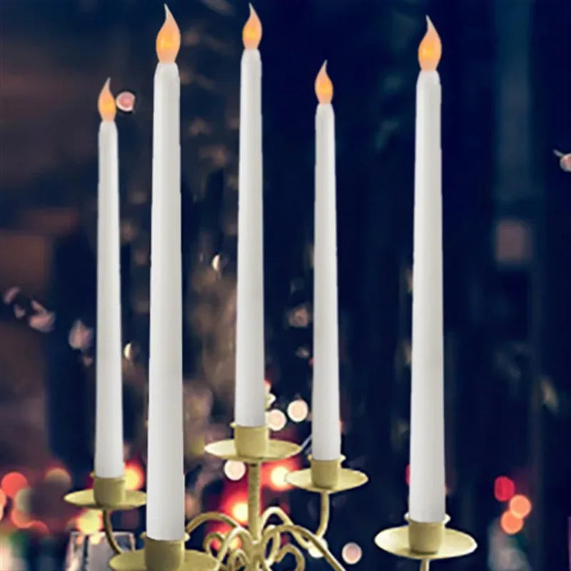 6/12Pcs LED Flameless Taper Candles Tapered Candle Battery Operated Warm White Flickering Flame Handheld Candlesticks Home Decor