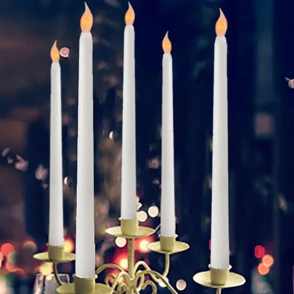 6/12Pcs LED Flameless Taper Candles Tapered Candle Battery Operated Warm White Flickering Flame Handheld Candlesticks Home Decor