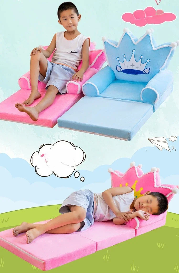 Three-layer folding children's small sofa cartoon kindergarten baby seat stool plush toy lazy sofa removable