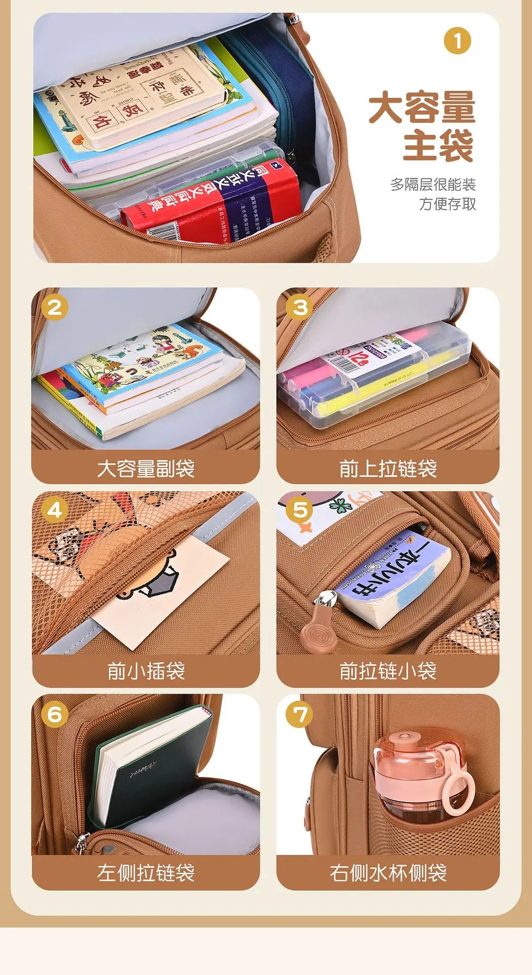 Capybara Children Cartoon School Backpack with Wheels Students Bags for Girls Boys Trolley  Schoolbag Rolling Wheeled Backpacks