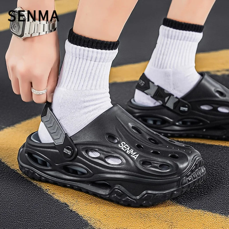 SENMA Summer Men's Thick Bottom Sandals Casual Non-Slip Beach Shoes Comfortable High Elastic EVA Material Men Shoes for Driving