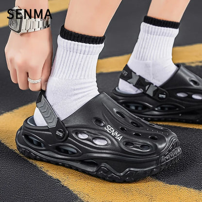 SENMA Summer Men's Thick Bottom Sandals Casual Non-Slip Beach Shoes Comfortable High Elastic EVA Material Men Shoes for Driving
