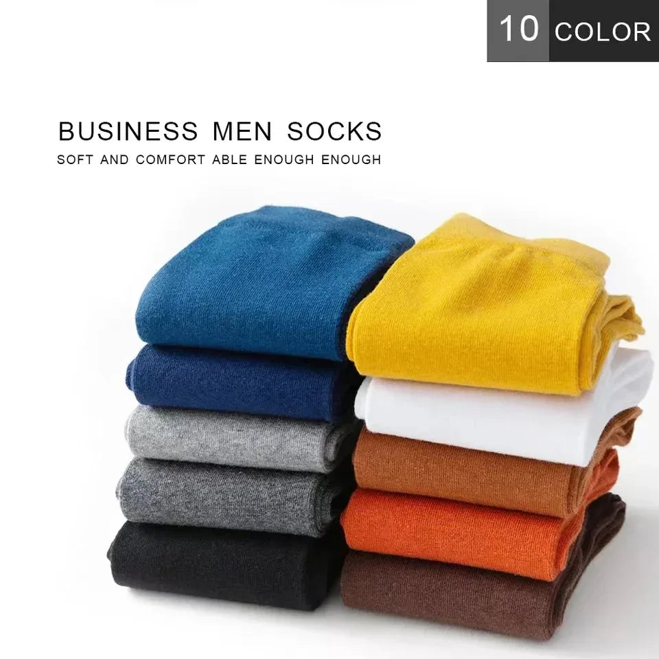 5/10 Pairs Black White Business Casual Sox Spring Autumn Warm Men's  Socks Size38-44 Long Socks Men Dress Socks Male Gifts