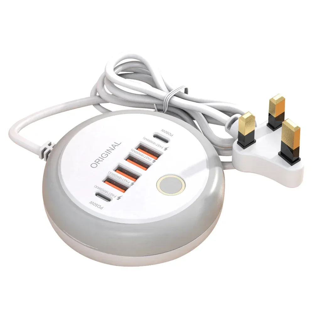 Multi Ports Charger PD 50W USB Type C Mobile Phone Power Adapter For iPhone Xiaomi Huawei Samsung USB Quick Charging Power Strip