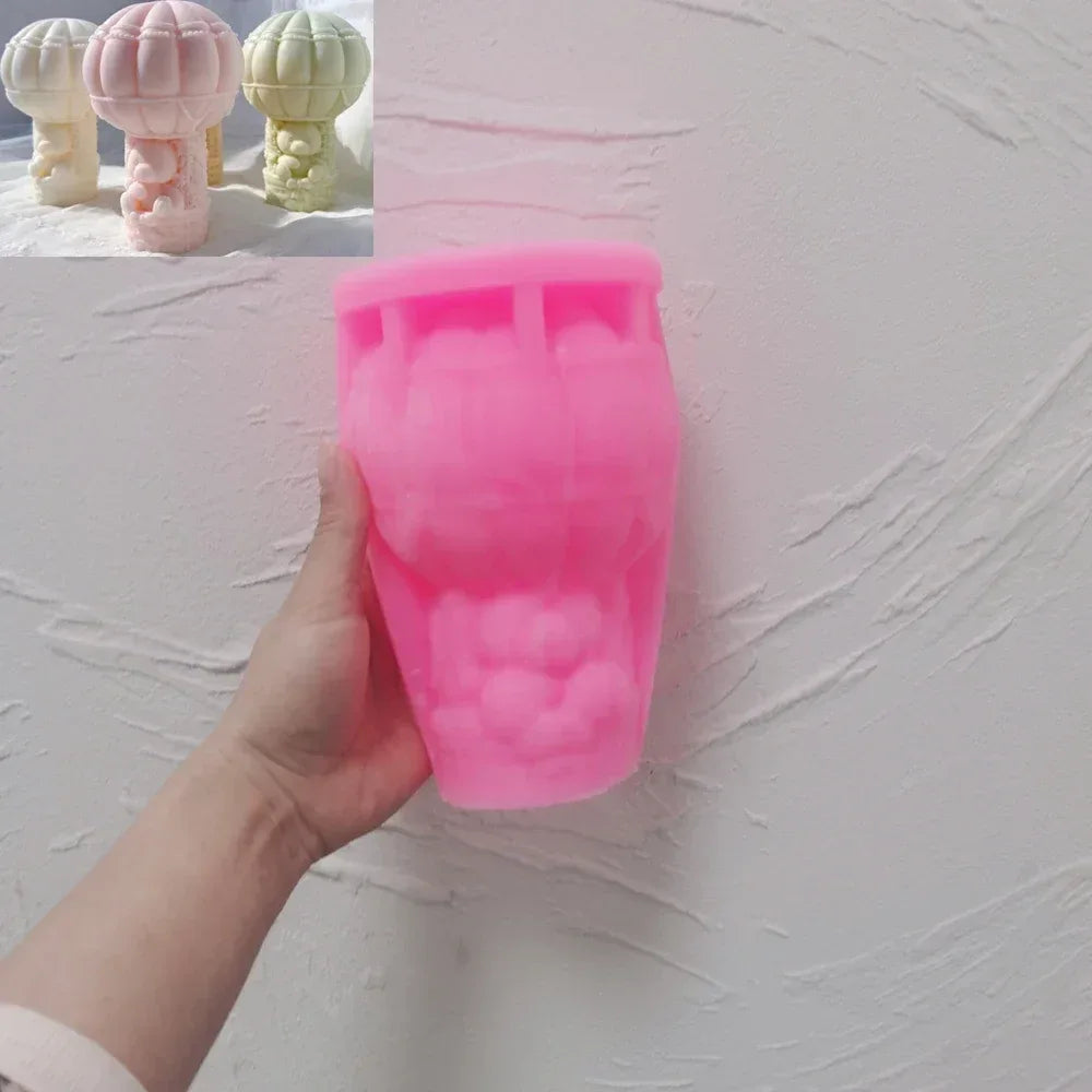 Teddy Bear in A Balloon Candle Mold Valentine's Day Gift idea sitting Bear Hot Air Balloon Silicone Mold Home Decor Wedding Gift