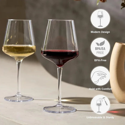 MICHLEY 2/4/6PCS Set Unbreakable Plastic Wine Glass High Quality Goblet Transparent Tritan Plastic Wine Juice Drink Cup Party