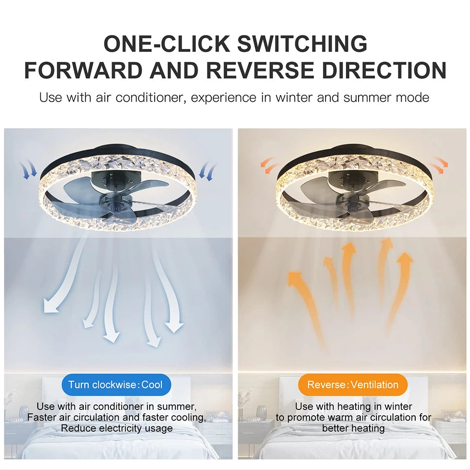 Modern Ceiling Fans Infinitely Dimmable Household Black White Ceiling Lamp With Remote Control Bedroom Living Room LED Fixtures