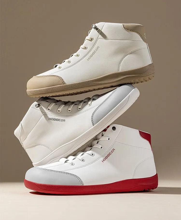 HOBIBEAR Mid-Top Barefoot Shoes Unisex Wide Toe Minimalist Ankle Boots Artificial Leather Outdoor Non-Slip Sneaker