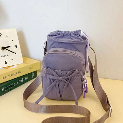 Bowknot Water Bottle Sling Bag Large Capacity Adjustable Gym Bottle Bag Waterproof Convenience Crossbody Sports Bottle Bag Gym