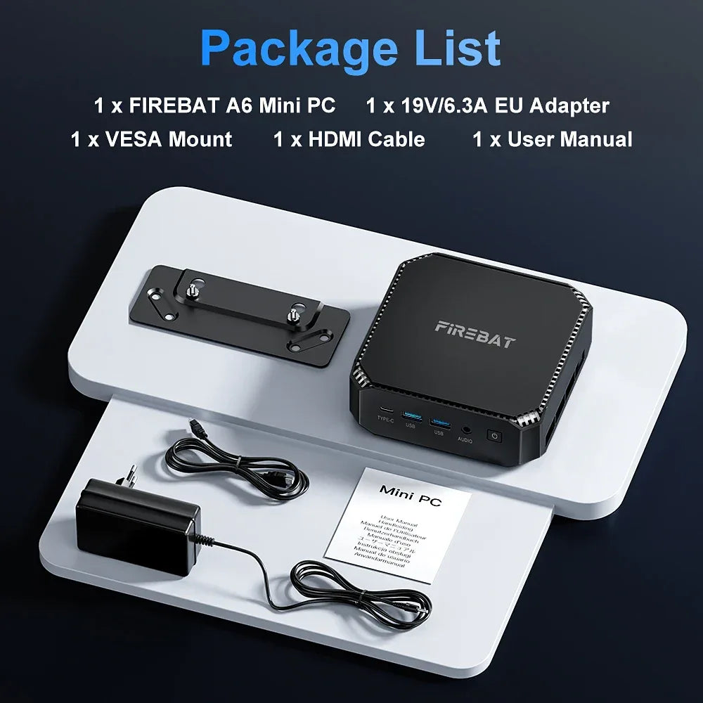 FIREBAT A6 Latest MINI PC AMD Ryzen 7 6800H 16GB DDR5 RAM 512GB SSD WIFI6 BT5.2 Portable Desktop MINI-PC Computer