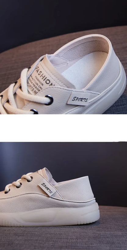 Koznoy 3.5cm Cow Genuine Leather Women Flats Fall Vulcanize Chunky Sneaker Loafer High Brand Platform Slippers Autumn Shoes