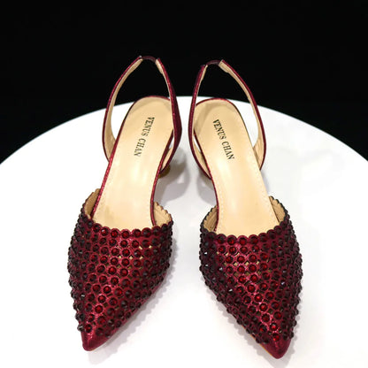 Venus Chan 2023 New INS High-Heeled Pointed Toe Wedding Shoes Colorful Full Diamond Design Shoe and Bag Set for Nigeria Party