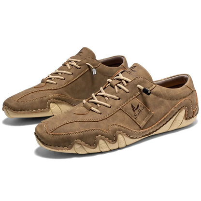 2024 Hand Sewn Leather Shoes for Men Light Outdoor Walking Casual Shoes Big Size 47 48 Slip-On Driving Loafers Men