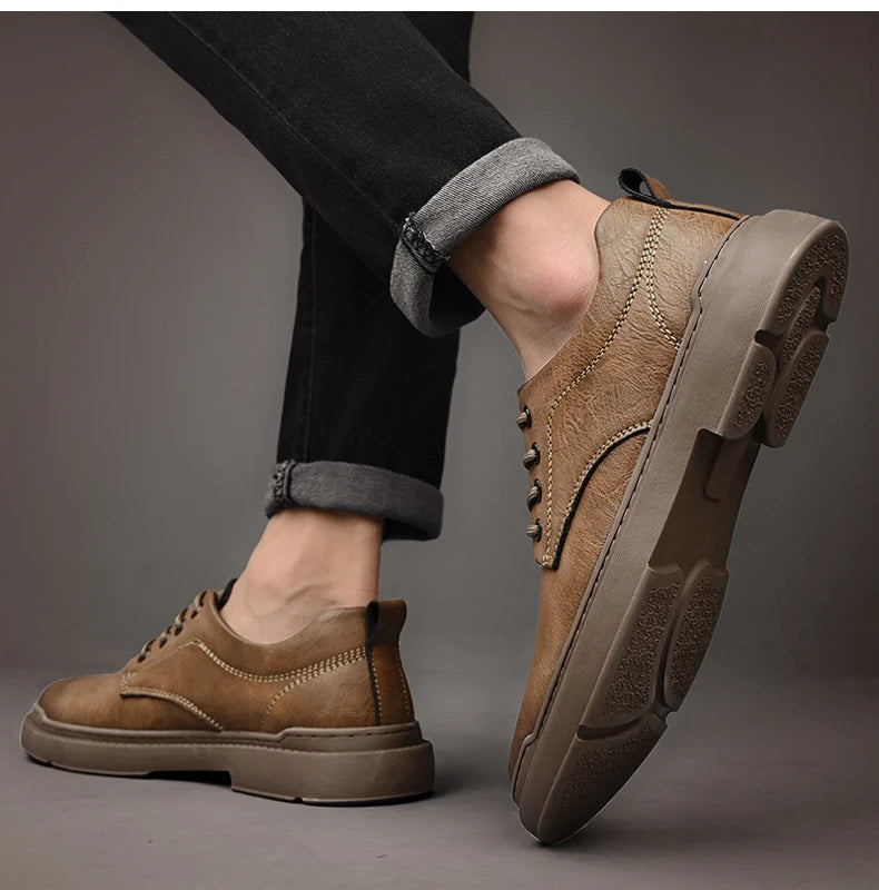 Spring Autumn Casual Men Retro Leather Shoes 2023 Fashion British Style Anti-skid Chaussure Homme Cuir Luxury Brand Designer