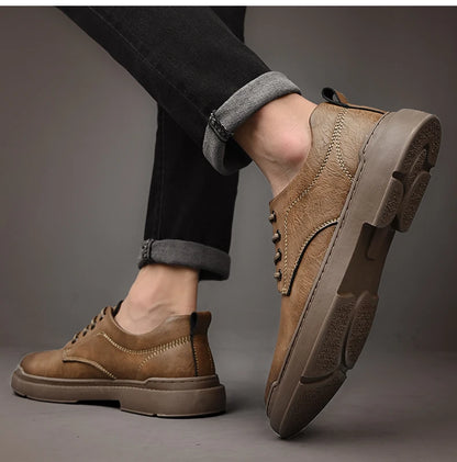 Spring Autumn Casual Men Retro Leather Shoes 2023 Fashion British Style Anti-skid Chaussure Homme Cuir Luxury Brand Designer