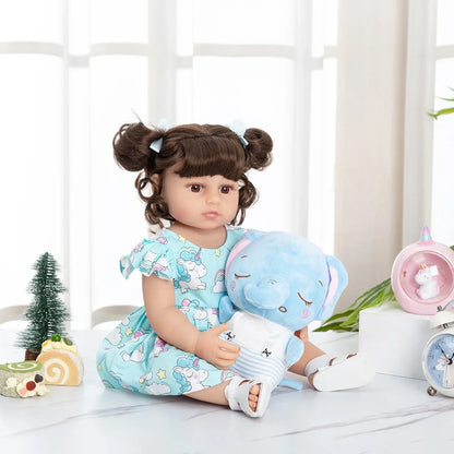 Baby Reborn Girl Elephant Doll 48cm Silicone Body Can Take Bath Gift For Children