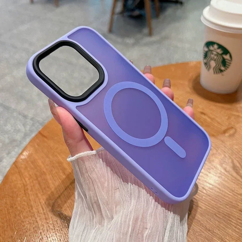 Luxury Wireless Charge Magsafe Transparent Phone Case For iPhone 11 12 13 14 15 16 Pro Max Plus Magnetic Matte Bumper Cover