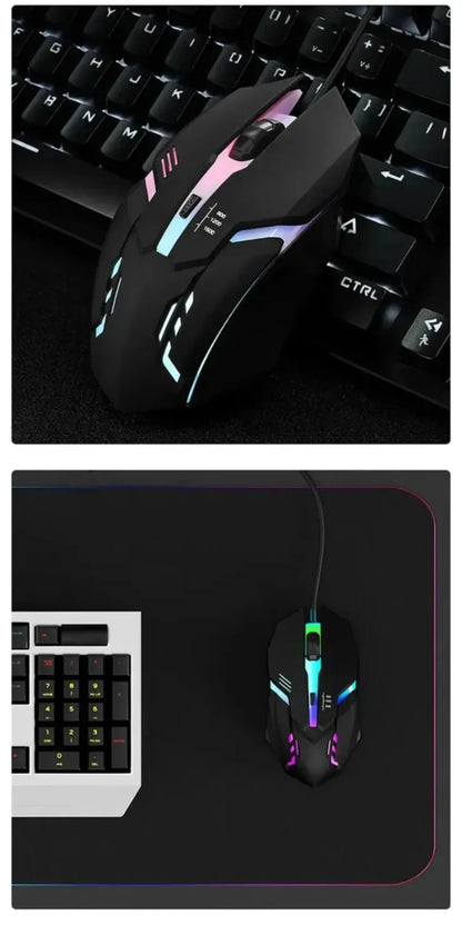 USB LED Colorful Luminous Button Gaming Mouse Wired Mouse For PC Gamer Computer Desktop Laptop Mice DPI1200 RGB Ergonomic Mouse
