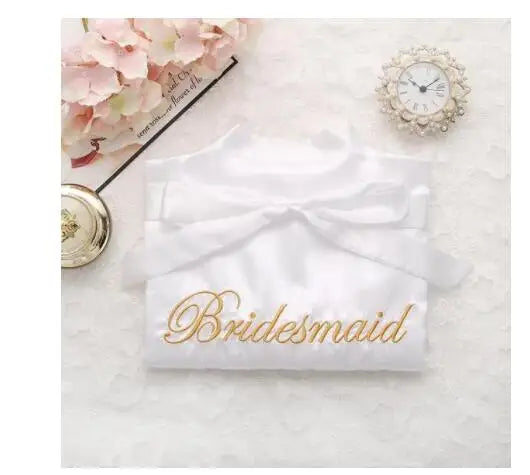 Bride Bridesmaid Wedding Robe Embroidery Kimono Bathrobe Gown Nightgown Casual Satin Short Women Sexy Nightwear Sleepwear